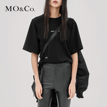 MOCO2018秋季新品开衩圆环字母刺绣圆领T恤MA183TEE207 摩安珂图片