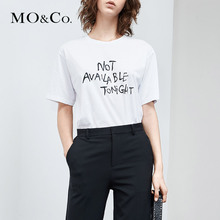 MOCO2018夏季新品圆领短袖字母标语T恤 MA182TEE235摩安珂图片