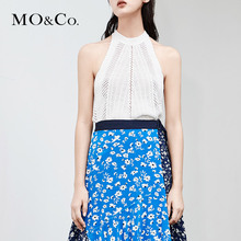 MOCO2018夏季新品毛织挂脖绑带露背针织上衣MA182SWT310 摩安珂图片