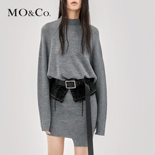 MOCO2018秋季新品简约圆领纯色羊毛连衣裙MA183DRS304 摩安珂图片