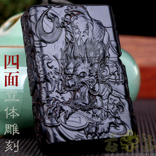 貔貅四面浮雕刻木质zippo打火机正版旗舰店小叶紫檀紫光檀黑檀木