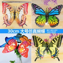 冰箱商场婚庆活动装 饰有挂鱼线 3d立体仿真蝴蝶大号30cm中空吊挂