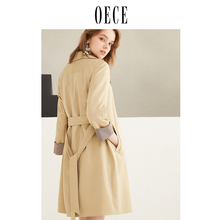 oece2018秋装新款女装 简约英伦翻领优雅中长款风衣外套秋女KR122图片