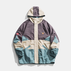 美式潮流工装夹克男春款撞色拼接休闲连帽外套韩版bf风情侣上衣男