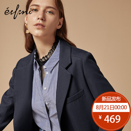 伊芙丽2018秋装新款韩版小西服时尚chic修身英伦风休闲西装外套女商品大图