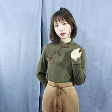 民国风春夏新短款文艺复古改良旗袍上衣中式修身盘扣汉服唐装女图片