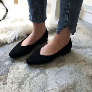 kumayes尖头反绒浅口懒人鞋