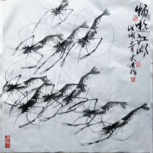 花鸟 客厅书房画010 纯手绘写意虾 齐派风格 张大有画室