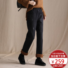 索菲丝尔2018冬季新款百搭显瘦牛仔裤女加绒保暖哈伦裤长裤女裤图片