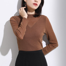 索菲丝尔2018秋季新款显瘦大码上衣女长袖针织衫百搭纯色打底衫潮图片