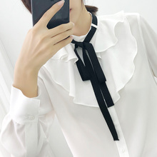 索菲丝尔2018秋季新款女装白色桑蚕丝上衣通勤OL女荷叶边衬衫女图片