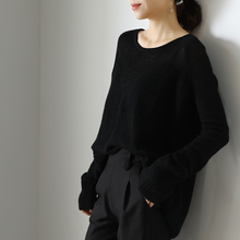 索菲丝尔2018秋季女装新款显瘦打底衫女宽松圆领针织衫女套头毛衣图片