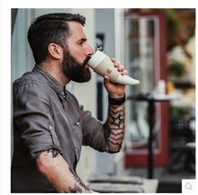 Mug 创意带盖杯架羊角杯 美式情侣复古咖啡杯个性 Story Goat