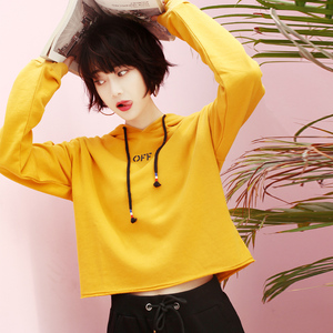 小清新卫衣女短款套头连帽上衣