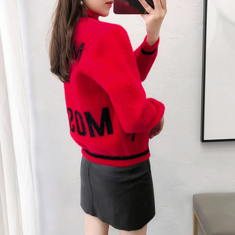 短款加厚毛衣外套女秋装新款女装韩版宽松棒球服时尚针织开衫女商品大图