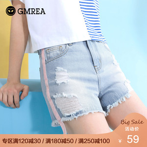 歌美瑞牛仔短裤女夏2019新款韩版磨破破洞女装学生学院风显瘦裤子
