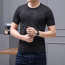 正品清仓男士抗起球短袖毛衣大码纯色针织衫超柔半袖羊毛衫T恤男