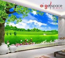 FJ542¿Õ¼äÑÓÉìÌïÔ°3D´óÐͱڻǽÉÁÖÀ¶Ìì°×ÔÆ´óÊ÷·ç¾°±³¾°Ç½±Ú»