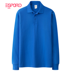 纯棉日系POLO衫男长袖翻领T恤青中年珠地棉男女休闲爸爸装保罗衫