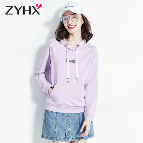 自由呼吸卫衣2018新款女春秋韩版潮学生连帽百搭休闲运动秋季外套商品大图
