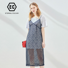 Eternal．Color/永恒颜色永恒颜色2018新蕾丝吊带两件套连衣裙图片