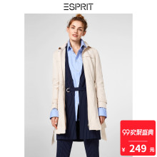 ESPRIT 女装春通勤休闲收腰带纯色中长款风衣外套女-028EE1G013图片