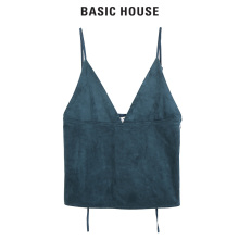 Basic House/百家好韩版v领纯色时髦性感短款吊带女HQBL727N图片