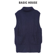 Basic House/百家好韩版套头无袖贴口袋大花纹HQKT725C图片