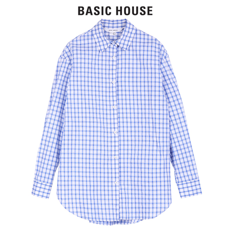 Basic House/百家好秋冬新款常规格子长袖翻领衬衫职场风HSWS525G商品大图