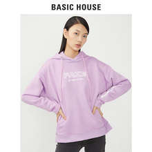 Basic House/百家好2018冬季加绒连帽字母百搭洋气卫衣女HSTS721M图片
