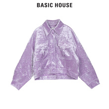 Basic House/百家好2018冬季新款翻领长袖时髦短外套女HSJK720A图片