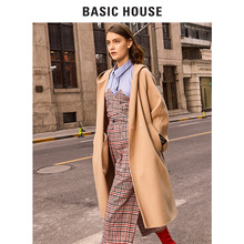 预售Basic House/百家好2018冬季新款连帽双面呢大衣女HSCA720F图片