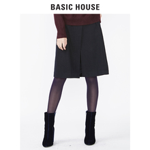 Basic House/百家好秋冬新款纯色短款中腰显高A字裙女HRSK720A图片