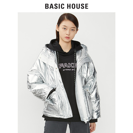 Basic House/百家好2018秋冬新款连帽时尚宽松羽绒服女HSGD722F商品大图