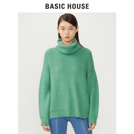 预售Basic House/百家好秋冬高领宽松套头针织衫长袖纯色HSKT725A商品大图