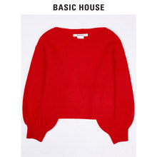 Basic House/百家好19年秋冬新款针织衫女纯色打底衫HTKT123A预售图片
