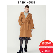 Basic House/百家好秋冬新款中长款过膝长袖连帽风衣外套HSCA728A图片