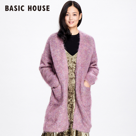 Basic House/百家好韩版时尚保暖马海毛针织毛衣HQKT720O商品大图