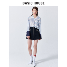 Basic House/百家好2018春装半身裙黑色短款A字裙子女装HSSK324C图片