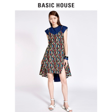 Basic House/百家好夏季新款女假两件吊带碎花系带连衣裙HROP321O图片