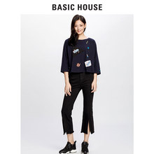 Basic House/百家好旗舰店时尚韩版七分袖针织衫女HQTS520D图片