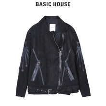 Basic House/百家好秋冬新款休闲帅气机车夹克女短款修身HQJK720X图片