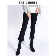 Basic House/百家好冬季新款修身显瘦微喇叭牛仔裤女HRDP721C图片