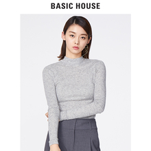 Basic House/百家好春秋季新款T恤纯色长袖基本款T恤衫女HRTS121A图片