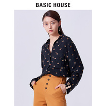 Basic House/百家好18夏季新款衬衫女式显瘦波点衬衣长袖HSWS322B图片