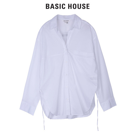 Basic House/百家好2018春秋新款衬衫女职场纯色长袖上衣HSWS521B商品大图