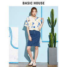 及膝牛仔裙半身裙女HPSK320A 百家好百家好夏季时尚 House Basic