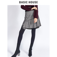 Basic House/百家好冬季格子荷叶边裙性感短裙自然腰时尚HRSK720J图片