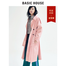 Basic House/百家好明星同款秋冬季中长款双排扣大衣外套HSCA121E图片