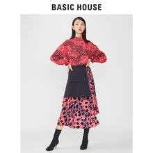 Basic House/百家好秋冬款长袖宽松甜美系衬衫圆领碎花HSBL721A图片